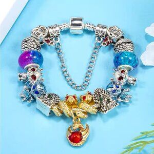 925 Sterling Silver Plated Loaded Game Of Thrones Themed Charm Bracelet